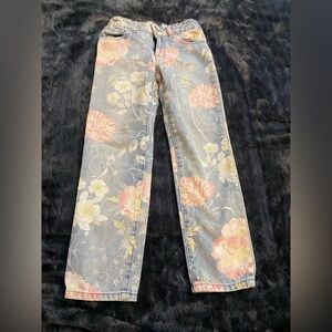 GAP Blue and Pink Floral Jeans Straight-Leg
